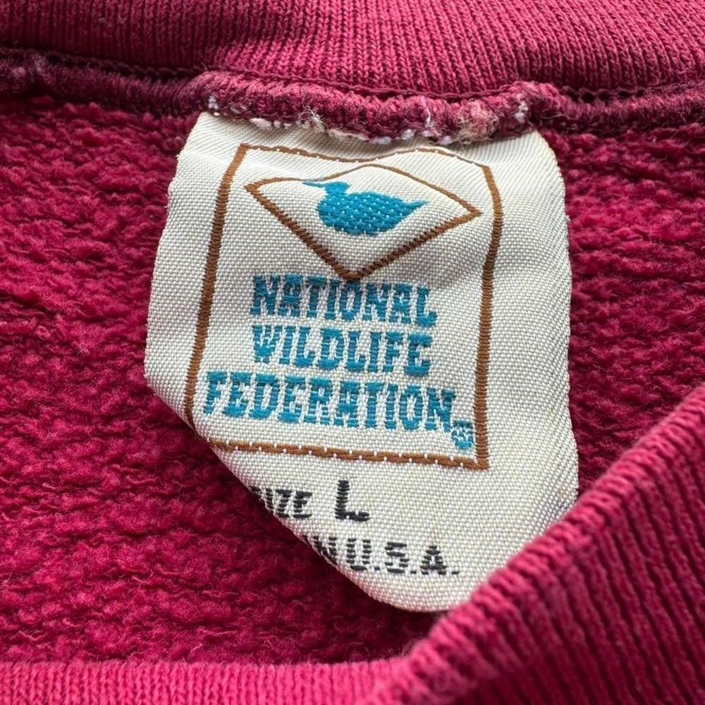 Vintage 9s National Wildlife Federation Bull Elk Graphic Sweatshirt Size Large - Picture 6 of 6